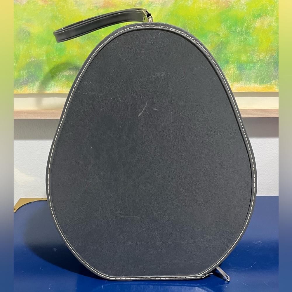 Blue Gray Train Suitcase Case Teardrop Egg Travel Makeup Bag CarryOn Vintage 60s